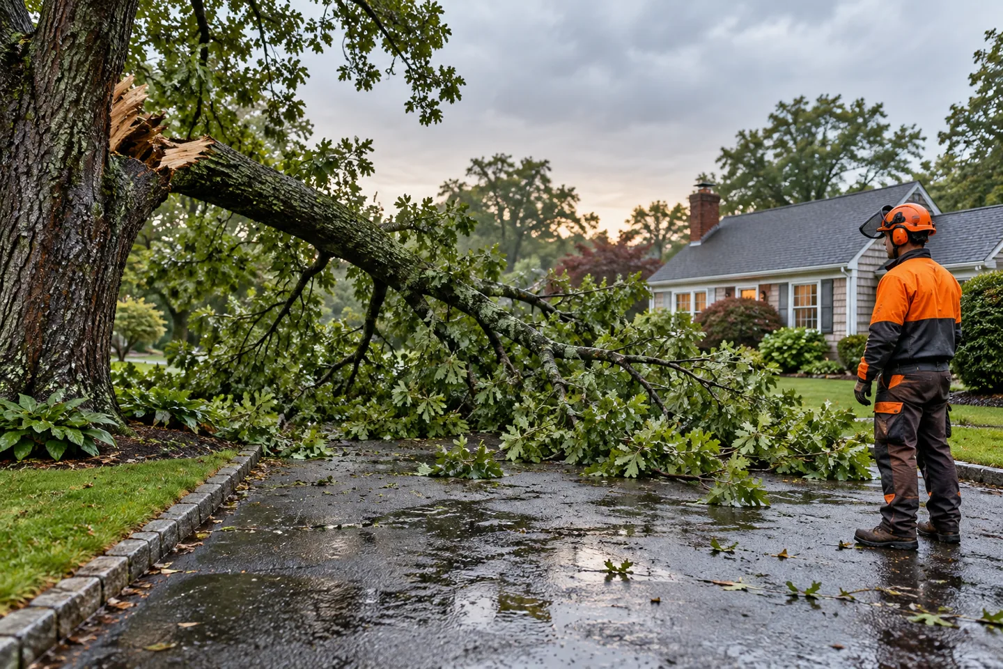 Illustrative emergency tree service scene
